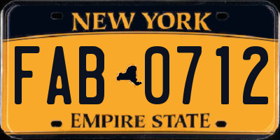 NY license plate FAB0712