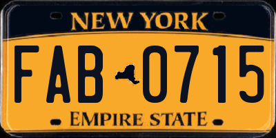 NY license plate FAB0715