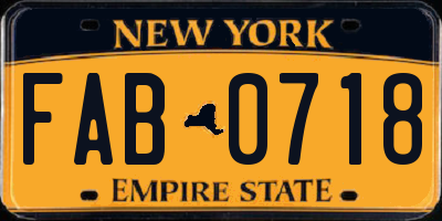 NY license plate FAB0718