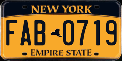 NY license plate FAB0719