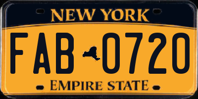 NY license plate FAB0720