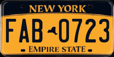 NY license plate FAB0723