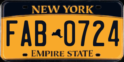 NY license plate FAB0724