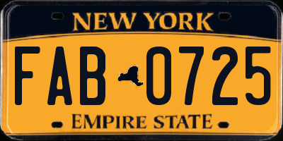 NY license plate FAB0725