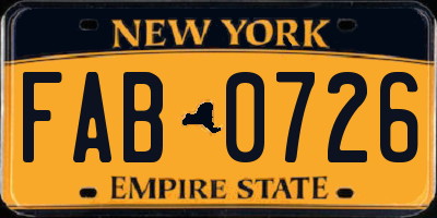 NY license plate FAB0726