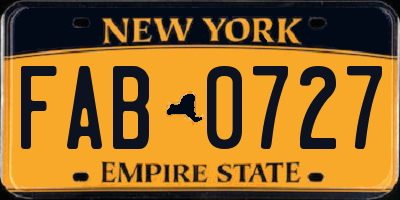 NY license plate FAB0727