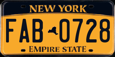 NY license plate FAB0728