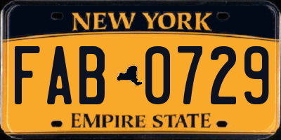 NY license plate FAB0729