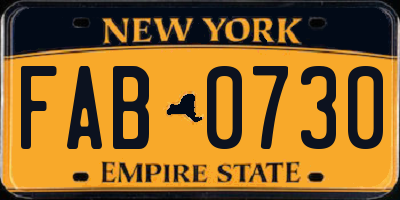 NY license plate FAB0730