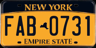 NY license plate FAB0731