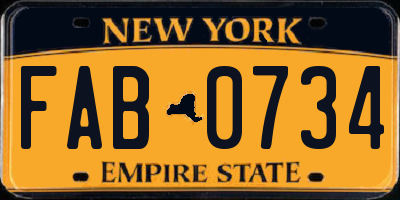 NY license plate FAB0734