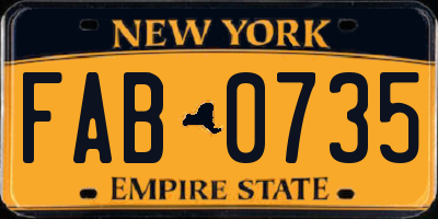 NY license plate FAB0735