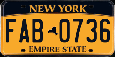 NY license plate FAB0736