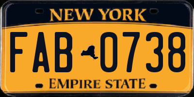 NY license plate FAB0738