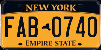 NY license plate FAB0740