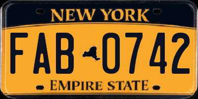 NY license plate FAB0742