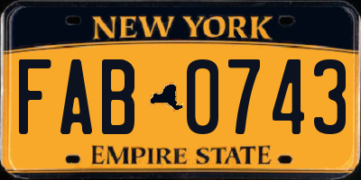 NY license plate FAB0743