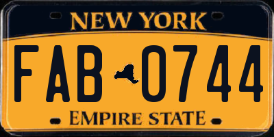 NY license plate FAB0744