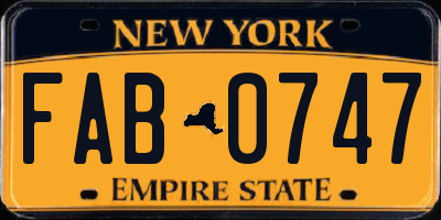 NY license plate FAB0747