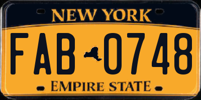 NY license plate FAB0748