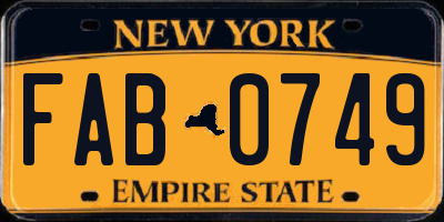 NY license plate FAB0749