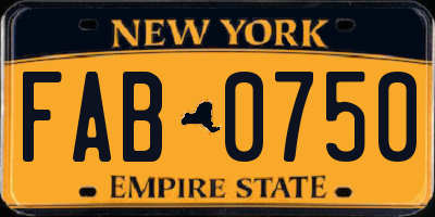 NY license plate FAB0750