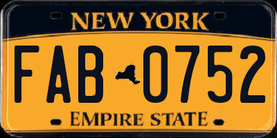 NY license plate FAB0752