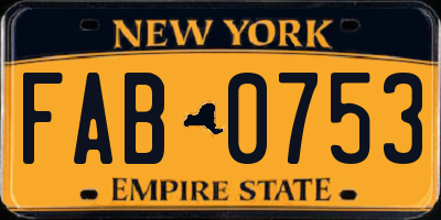 NY license plate FAB0753