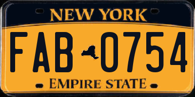 NY license plate FAB0754