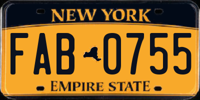 NY license plate FAB0755