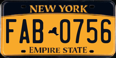 NY license plate FAB0756