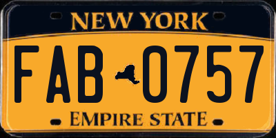 NY license plate FAB0757