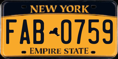 NY license plate FAB0759