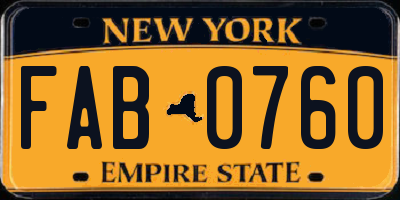 NY license plate FAB0760