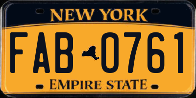 NY license plate FAB0761