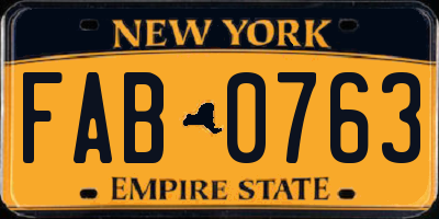 NY license plate FAB0763