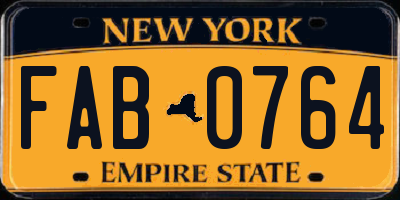 NY license plate FAB0764