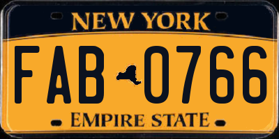 NY license plate FAB0766