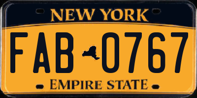 NY license plate FAB0767