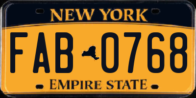 NY license plate FAB0768