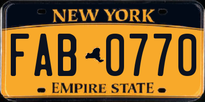 NY license plate FAB0770