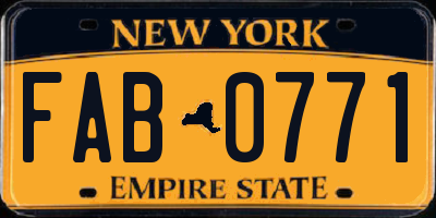 NY license plate FAB0771