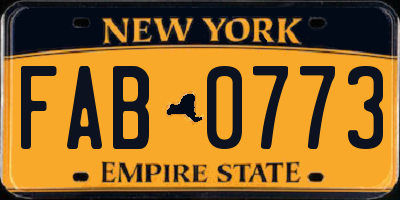 NY license plate FAB0773