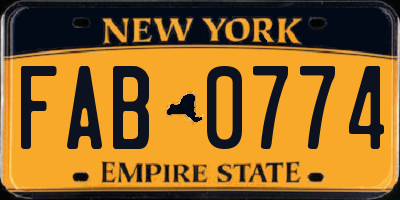 NY license plate FAB0774