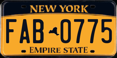 NY license plate FAB0775