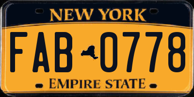 NY license plate FAB0778