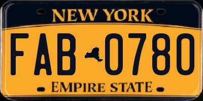 NY license plate FAB0780