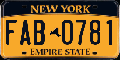 NY license plate FAB0781