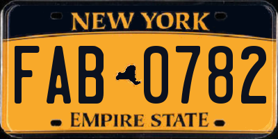 NY license plate FAB0782