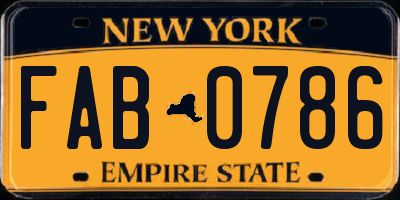 NY license plate FAB0786